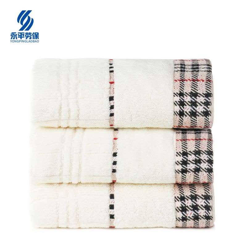 铁美风华 格纹纯棉毛巾 34*74CM 单包装 1条图片