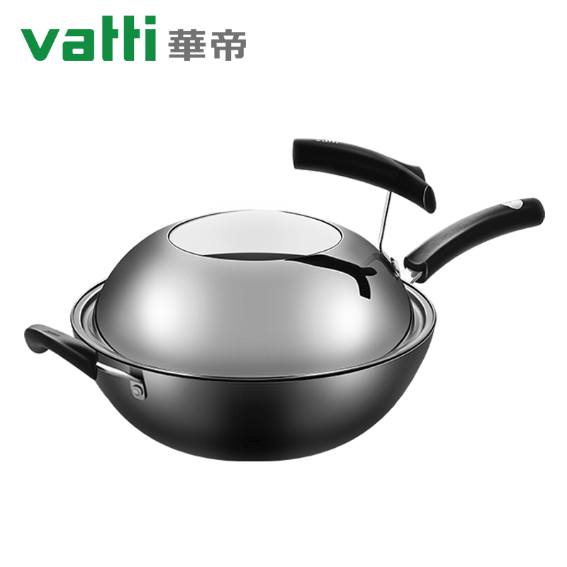 华帝大铁锅炒锅家用老式无涂层圆底炒菜锅燃气灶适用不生锈精铸铁炒锅