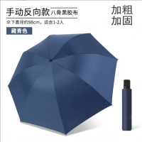 八骨黑胶晴雨伞手动防晒伞三折伞藏青色 藏青