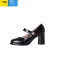 聚范法式玛丽珍鞋女不累脚气质黑色高跟鞋加宽加肥大码女鞋41胖脚宽脚