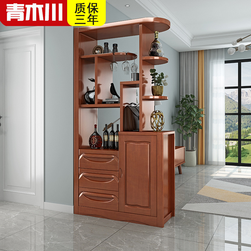 青木川 实木酒柜鞋柜一体靠墙小户型双面客厅餐厅家用进门口入户两面双面迷你玄关隔断屏风柜收纳储物柜装饰柜间厅柜简约现代高清大图