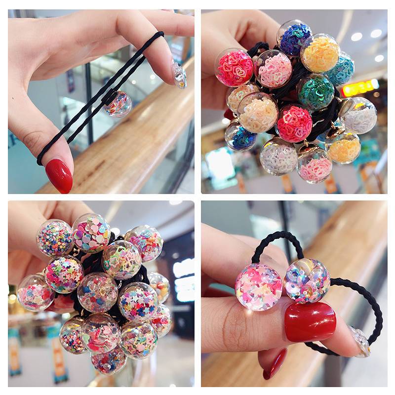 乌鹿儿童头绳皮筋韩国女童公主玻璃球黑色竹节发圈可爱宝宝不伤发头饰