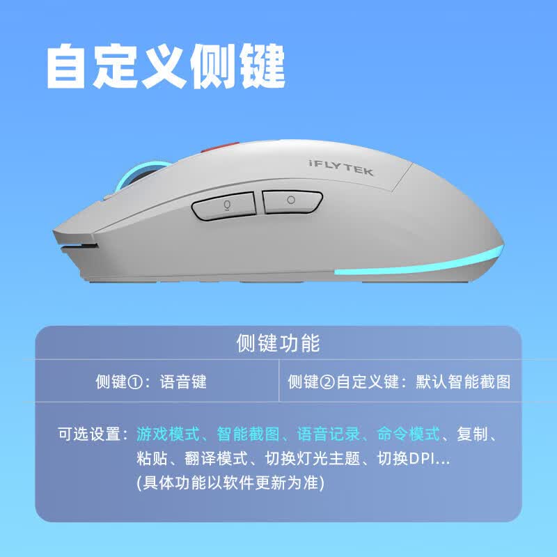 科大讯飞 录音笔AI智能鼠标AM50 无线蓝牙鼠标 AI写作问答 智能生成PPT 办公鼠标黑色 搭载DeepSeek-R高清大图
