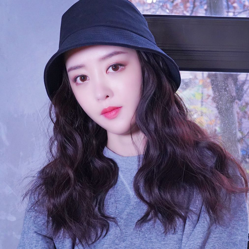 假发女短发帽子水波卷网红渔夫帽子假发一体洛滑可拆女夏天时尚全头套