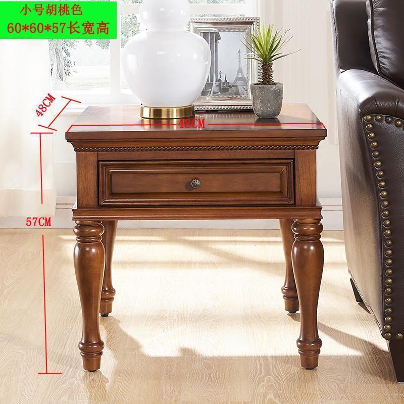 森美人美式乡村实木客厅沙发方几边几角几小茶几户型正方形边柜电话几 小号胡桃色（48*48*57）