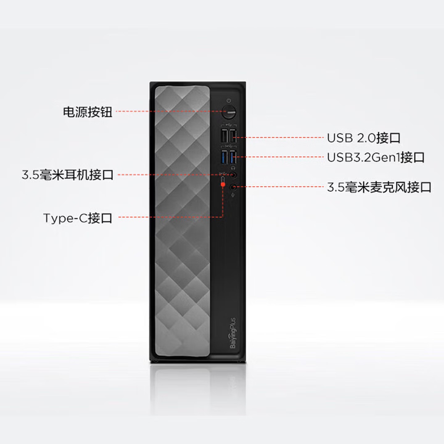 联想(Lenovo)Baiying百应M300 台式机电脑主机(酷睿i5-12600HX 16G 512G固态硬盘 WIFI Win11)高清大图