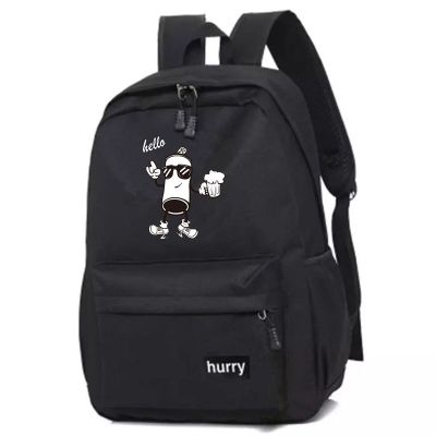 韩版男士黑色背包双肩包旅行包包女初中生中小学生书包男潮流 黑色可乐