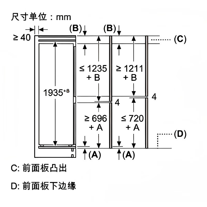 西门子 KB96NVDD0C 嵌入式德国进口风冷无霜除味一级能效 379升 商用冷藏展示柜高清大图