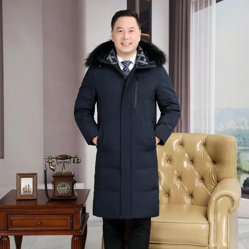 JPDUN吉普盾羽绒外套中老年爷爷长款羽绒服男外套爸爸装衣服
