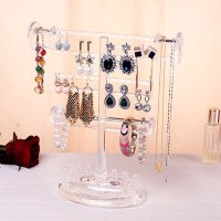 简约透明可折叠耳环耳钉耳夹收纳架子亚克力收纳盒首饰塑料展示收纳层架家用创意收纳用品
