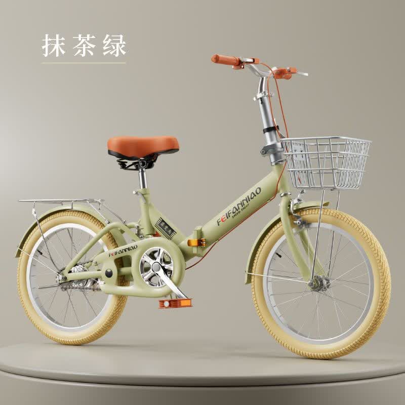 免安装折叠自行车儿童男女20/22寸超轻便携上班代步 新品抹茶绿辐条轮+礼包 22寸适合身高140-175厘米