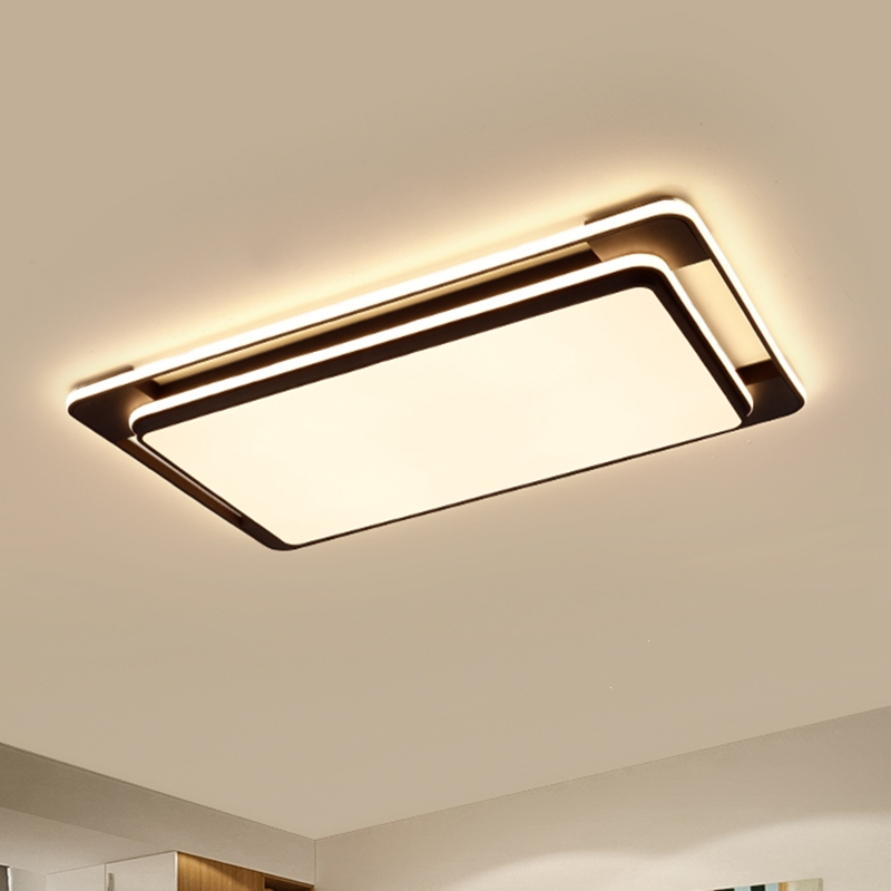 藤印象现代简约客厅主灯黑色大气长方形大厅吸顶灯饰卧室灯具