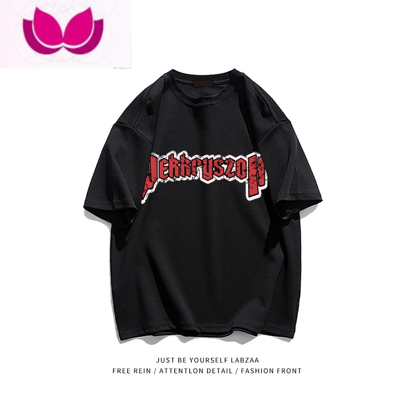 七斓2022年夏季新款bf原宿男友风美式街头字母印花短袖t恤女上衣