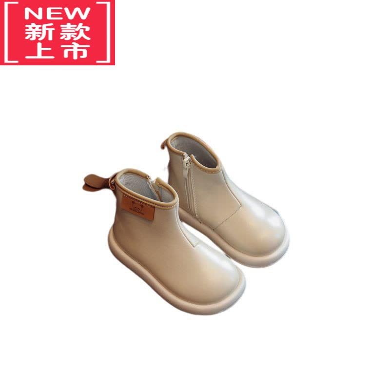 可莉允女童靴子春秋款儿童短靴女宝宝童鞋中小童马丁靴软底冬季加绒皮靴图片