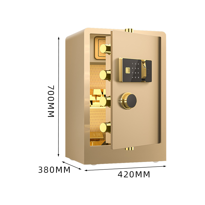 臻远ZY-NW-BXGS-42全钢实心保险柜办公防盗保险箱 高70cm金色指纹款高清大图