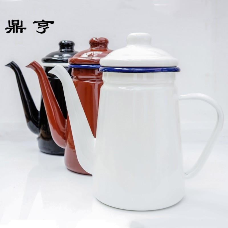鼎亨1.1L珐琅搪瓷手冲咖啡壶茶壶花茶壶细口油壶电磁炉燃气通用