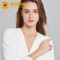 紫金黄金(ZiJin)18K金钻石黄金项链玫瑰金彩金镶钻粉贝女士套链定价