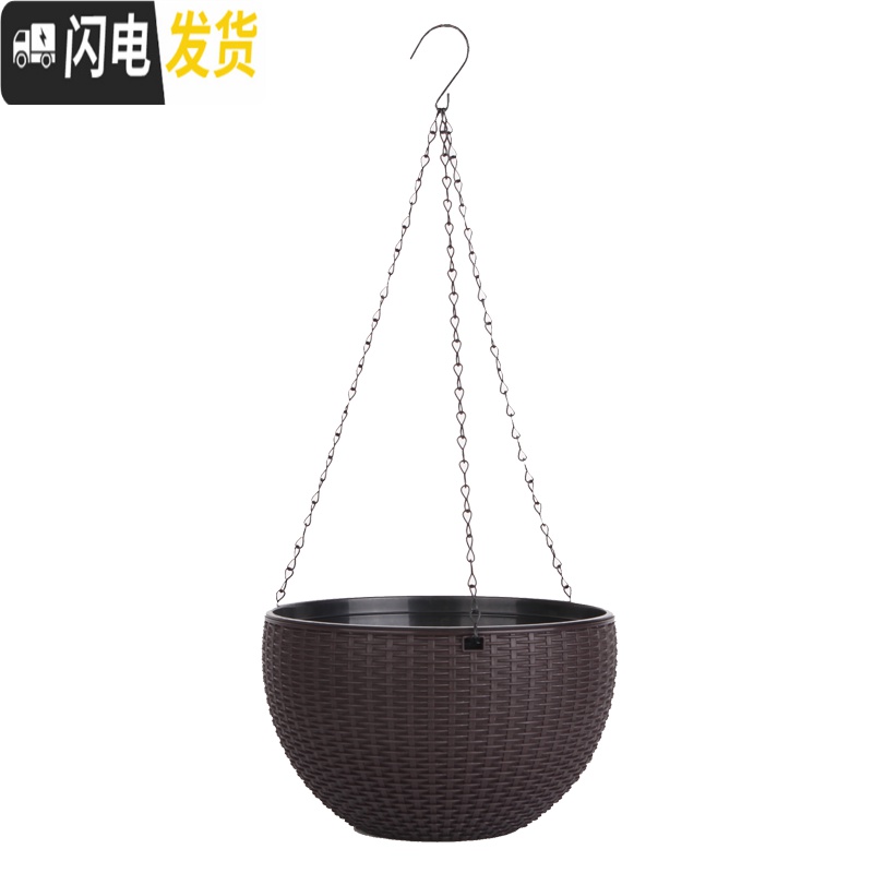 三维工匠吊兰花盆垂吊悬挂创意绿萝多肉懒人自吸水培器皿塑料双层吊篮花盆 [1个装]纯白色 中等花盆容器高清大图