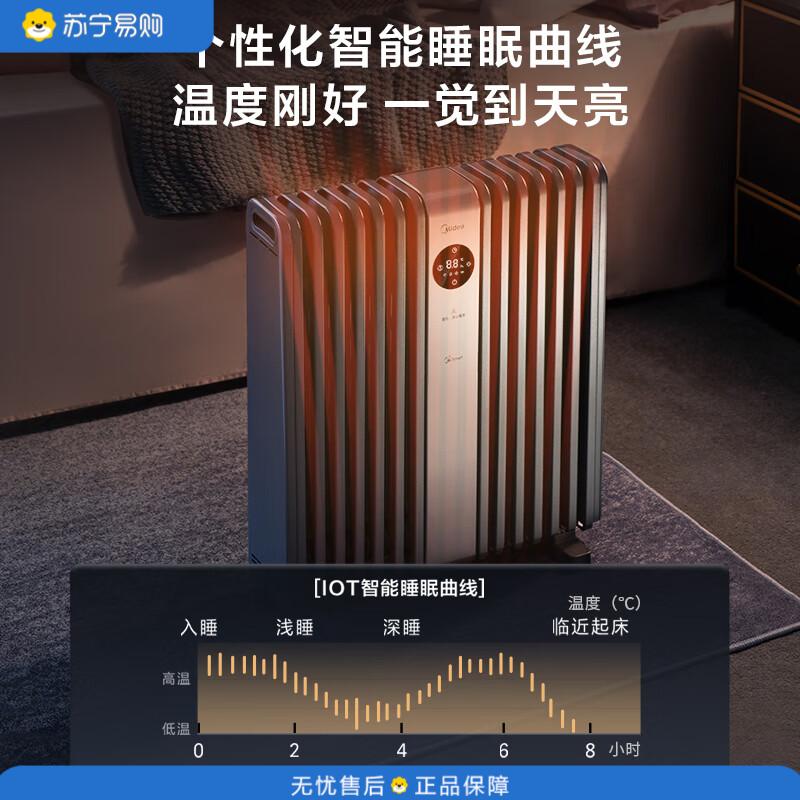 美的(Midea)家用硬钢科技智能遥控加宽14片双擎取暖电热油汀 HYX22TR
