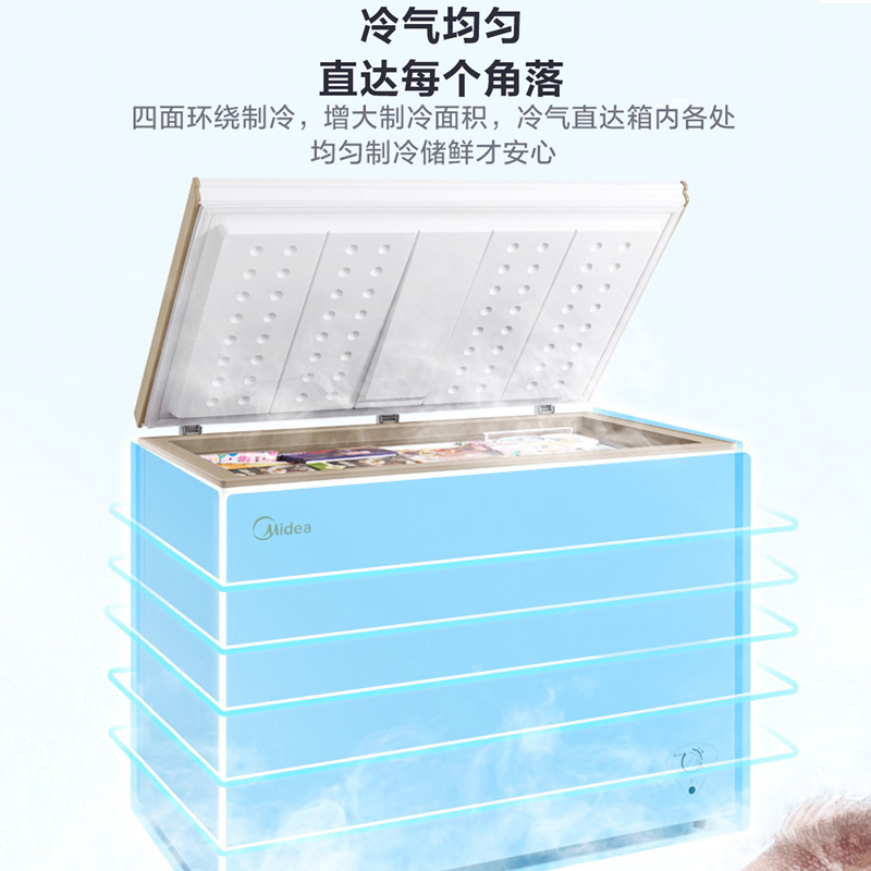 美的(Midea)300升 卧式冷柜 大容量家用商用冰柜 一级能效冷藏冷冻转换柜 大型 BD/BC-300KMD(E)