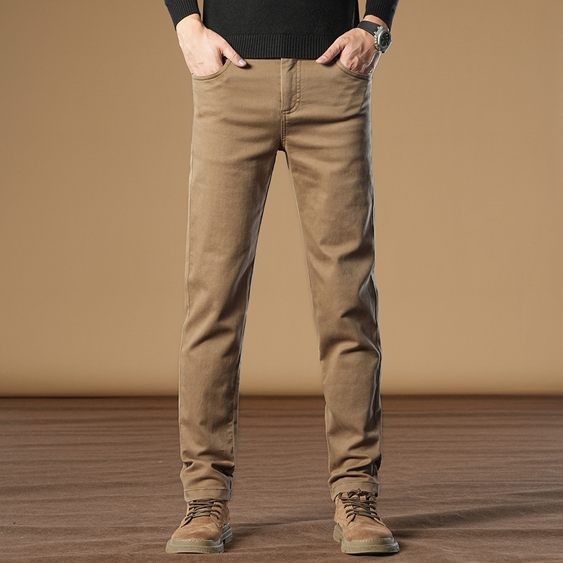常规加绒可选男士休闲裤时髦百搭轻商务修身显瘦直筒裤男高清大图