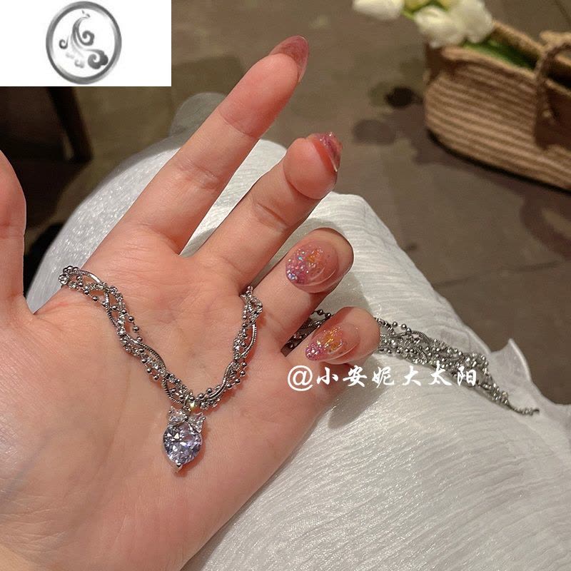 JiMi 爱心锆石项链女ins小众设计款缠绕链条甜酷风锁骨链图片