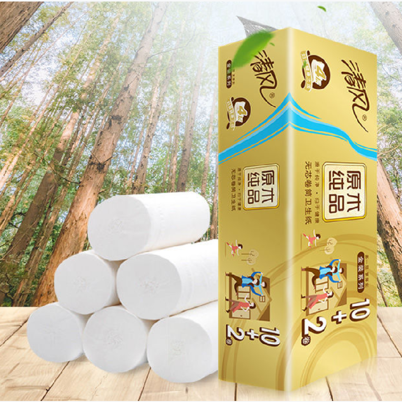 清风原木纯品无芯卷纸12卷/提