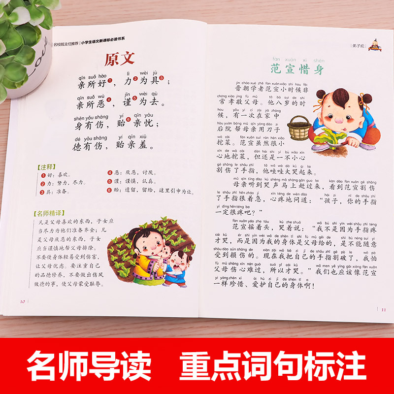 [学校指定版]弟子规书正版 注音版完整版 小学生国学早教儿童书一年级课外书必读带拼音课外阅读7-10岁读物 幼儿园用书