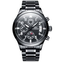 正品嘉年华手表新款石英表 男士休闲时尚全酷黑多功能计时男表日历夜光防水潮流腕表运动手表IBV商务系列6001G