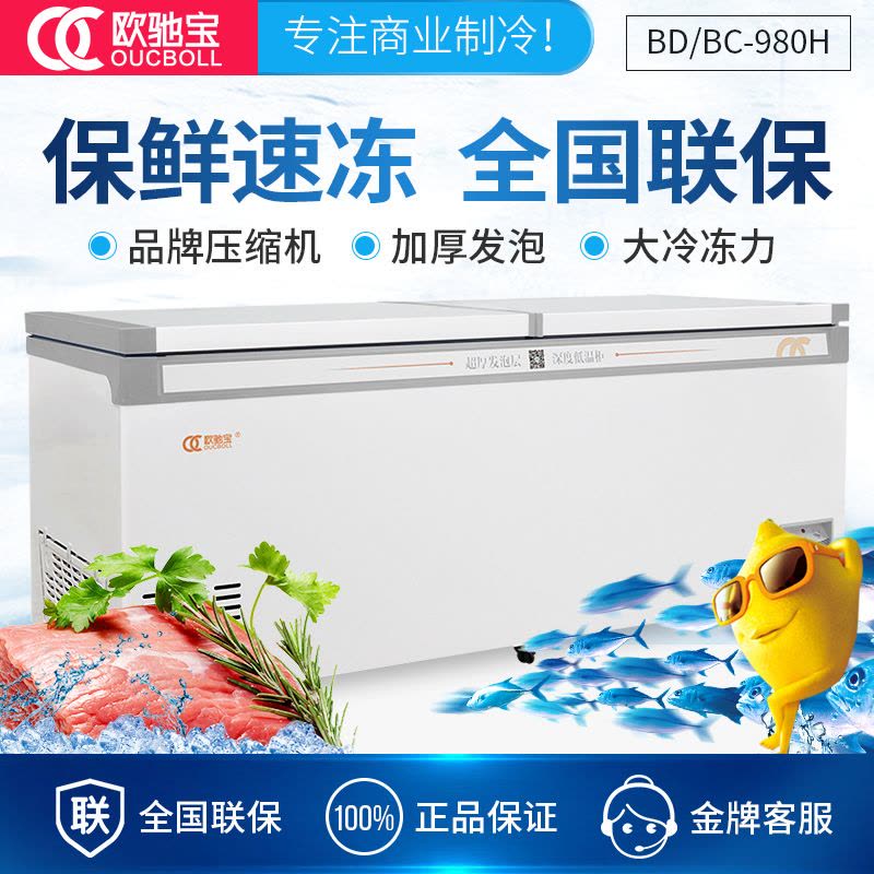 欧驰宝(OUCBOLL)846升卧式低温商用大容量食物冷冻冷藏速冻冷柜BD/BC-980H图片