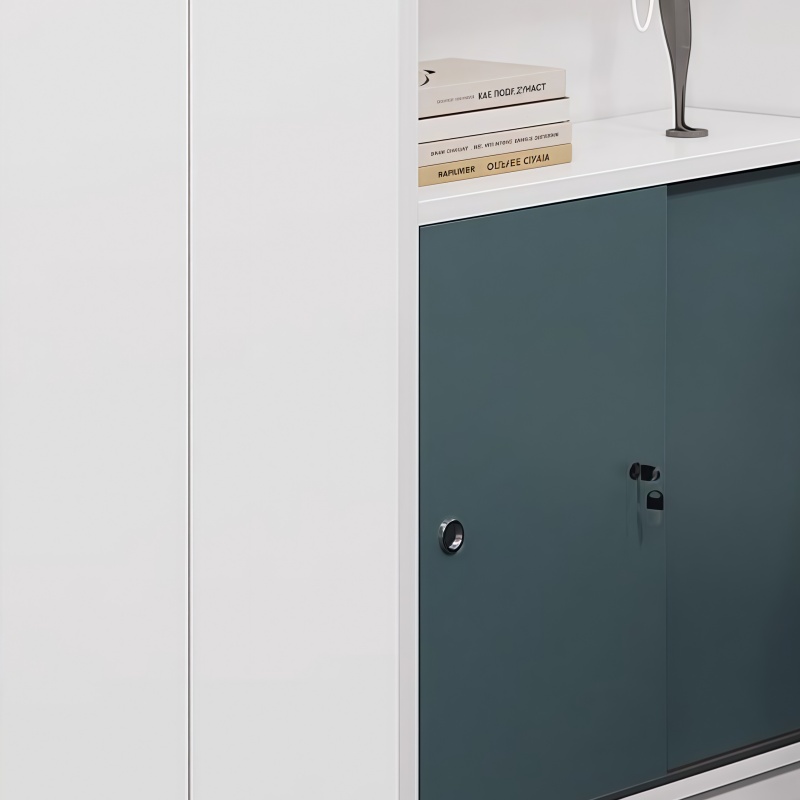 豫龙都屏风工位带柜三人张高清大图