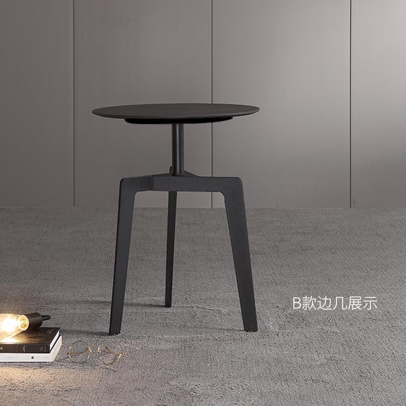 森美人意式简岩板边几北欧轻奢创意角几沙发边桌现代客厅角落移动圆几 B款边几【台面颜色/形状可选】