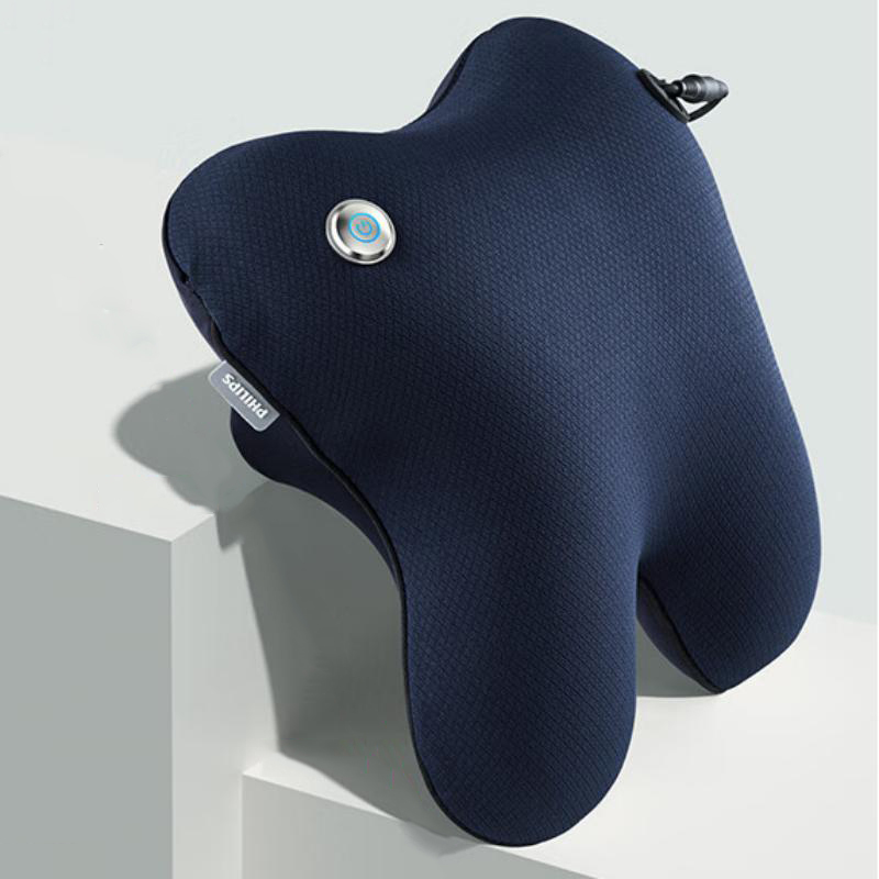 飞利浦 腰部按摩器 按摩抱枕肩颈腰背按摩器热敷靠背腿部按摩仪 PPM3101B 暗海蓝 / 台