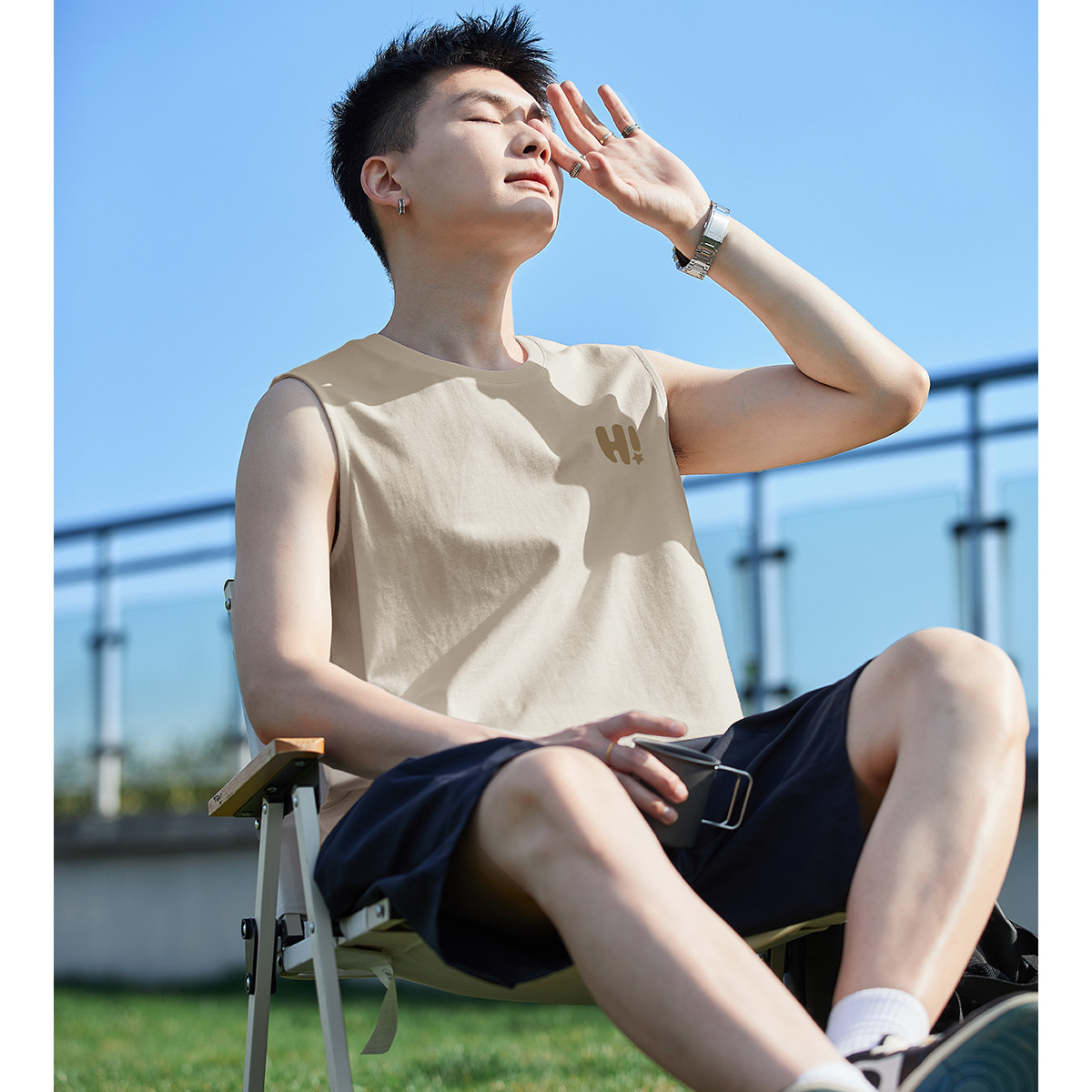 [1.5折价25元]唐狮男左胸小细节背心男士坎肩背心款背心男宽松背心