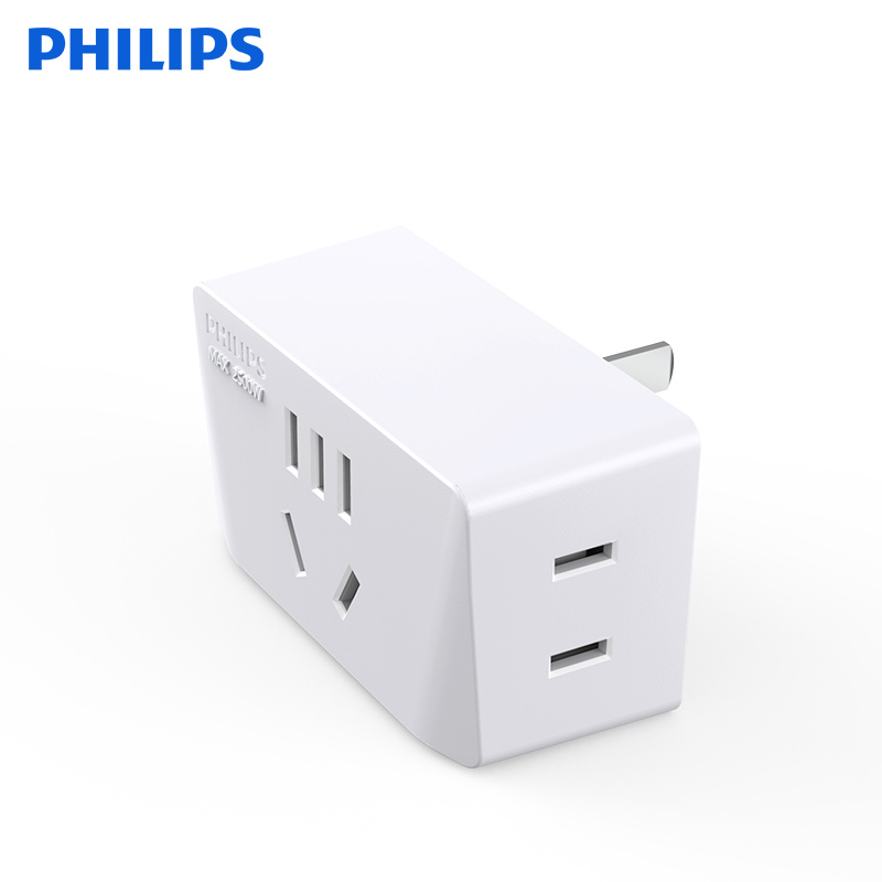 飞利浦(Philips)SPS1300P/93三位一转三插座插线板插排新国标无线转换器白色防污耐刮壳白色0接线板插头
