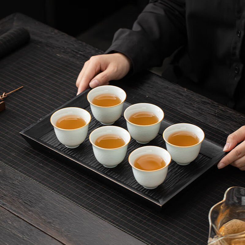 苏氏陶瓷(SUSHI CERAMICS) J1027 汝窑冰花铃铛杯礼盒套装 70ml*6 (单位:套)高清大图