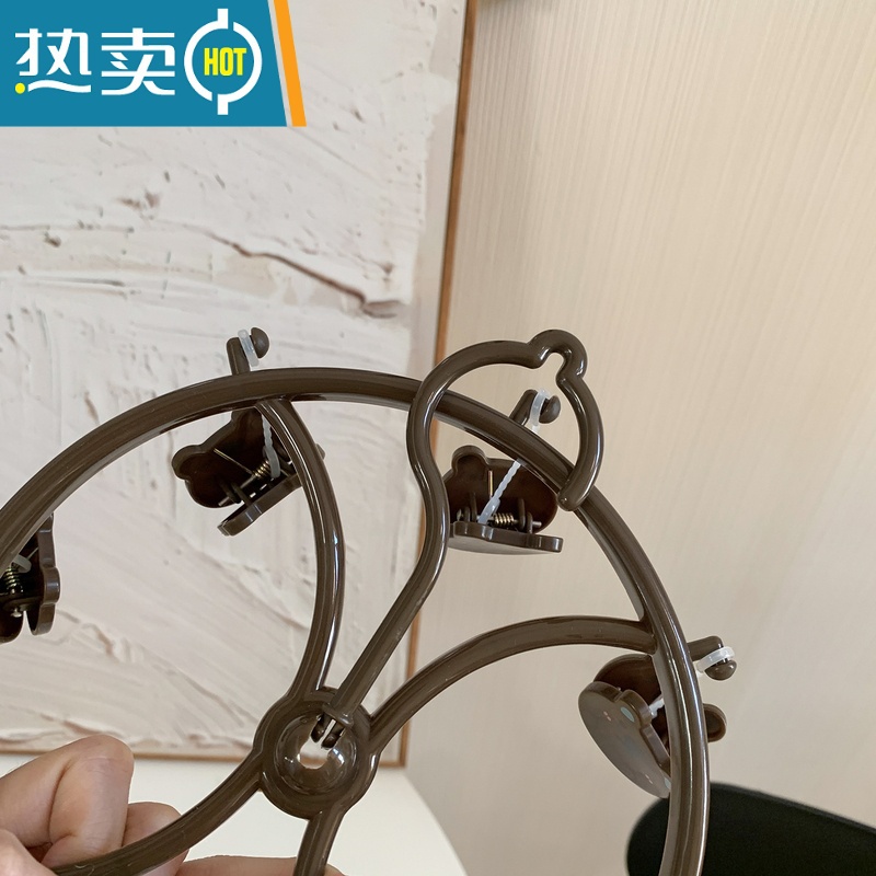 敬平馨帮帮杂货铺 多功能卡通学生宿舍多夹晾袜子晾内衣塑料圆形衣架 咖啡色 1个衣夹高清大图