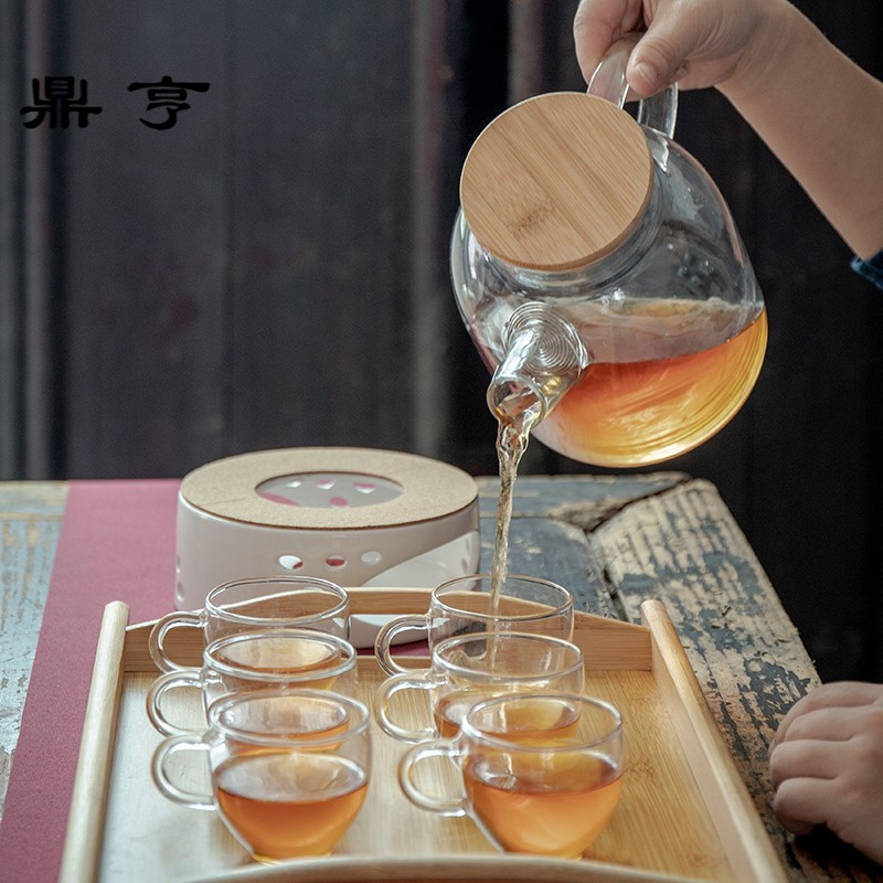 鼎亨日式耐热玻璃花茶具温茶器加厚煮茶壶加热花茶壶功夫茶杯套