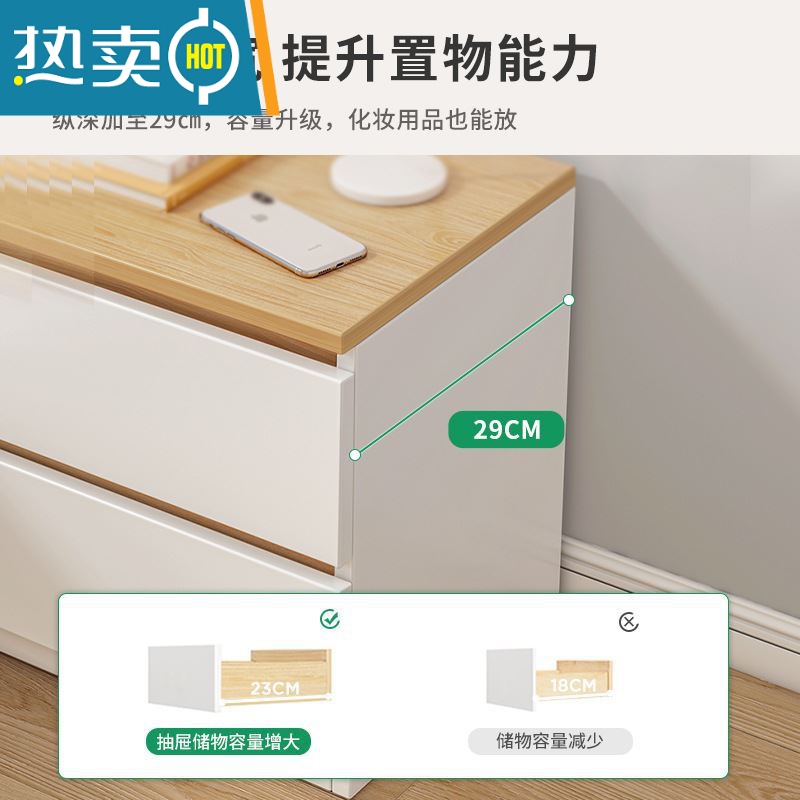 敬平卧室简易小户型床边收纳储物柜抽屉式出租房用收纳柜高清大图