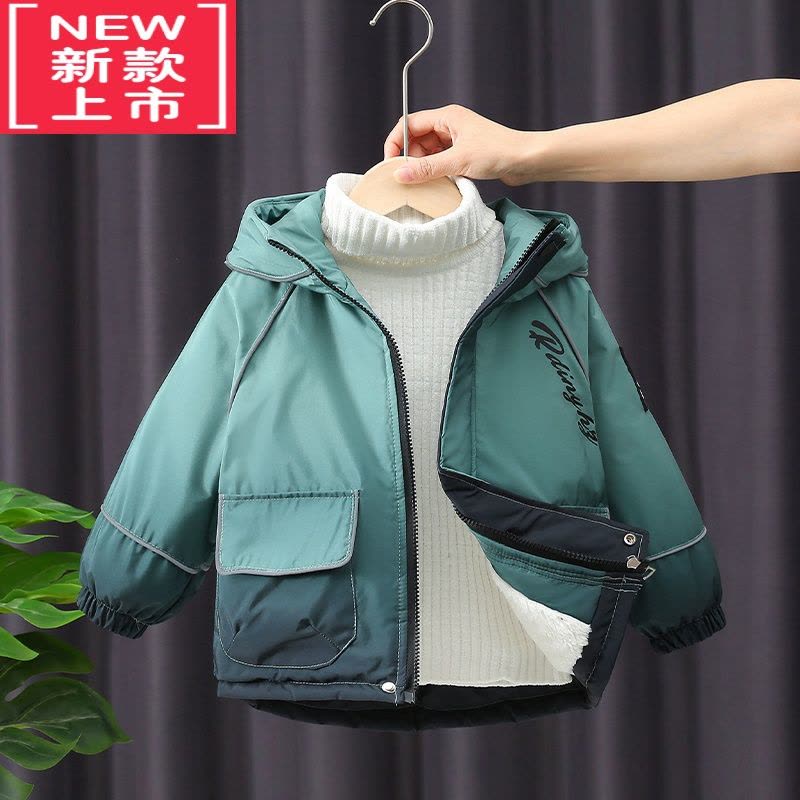 可莉允男童外套秋冬装派克服2022新款儿童加绒加厚洋气棉服宝宝初冬棉衣图片
