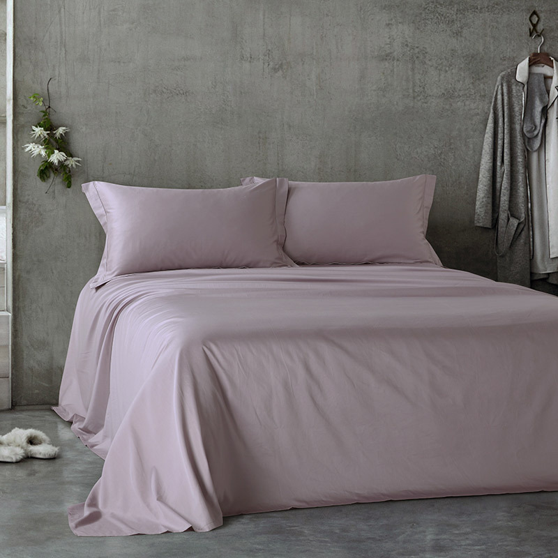 lencier兰叙60支全棉床单纯棉贡缎纯色床上用品单件245260cm香芋色