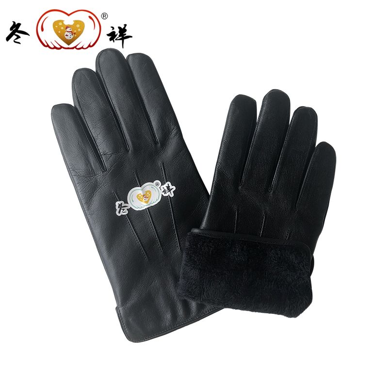 冬祥防寒手套进口羊皮薄绒里三绗缝男款五指手套一副高清大图