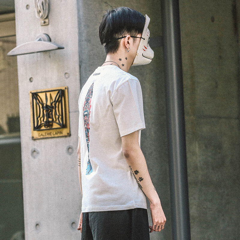 东京衣柜男装夏季手绘印花青少年圆领潮流短袖T恤韩版休闲体恤男