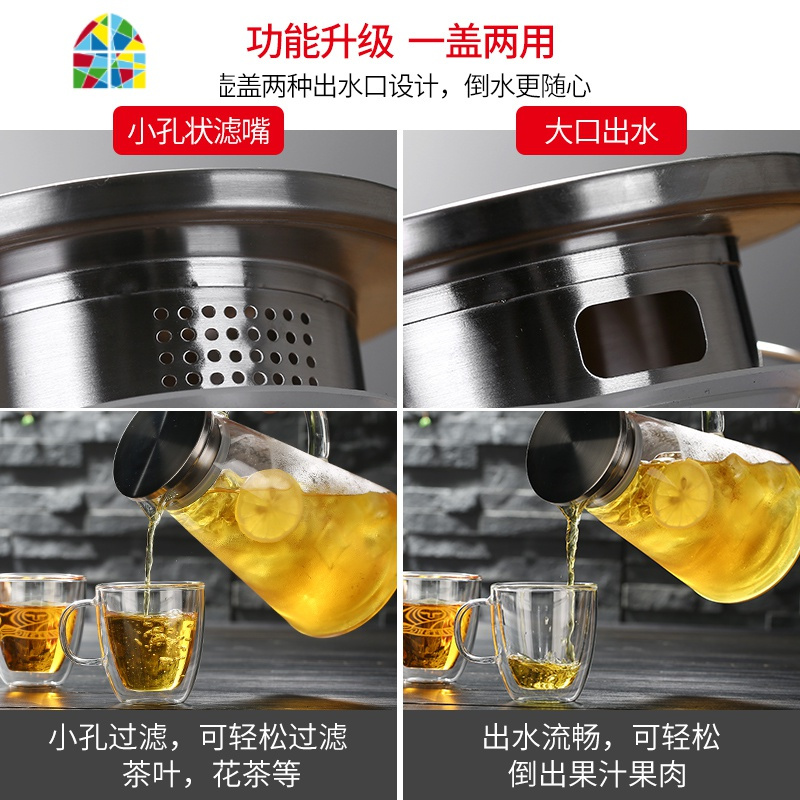 家用冷水壶耐热高温玻璃凉水壶晾凉白开水杯大容量泡茶壶扎壶套装 FENGHOU 1.2L三角壶+4咖啡杯