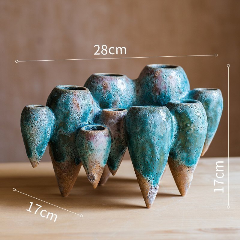 悬浮陶瓷花瓶花器花盆水培装饰禅意摆件创意另类现代艺术 多孔花器（悬浮C）_812