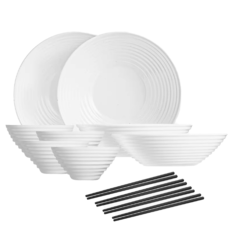 乐美雅 弓箭华瑞娜白玉餐具LC-CJJ1102十二件套