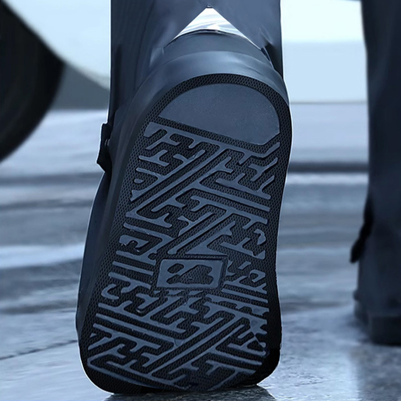 敏胤 MY-3008高帮（筒高约42cm)乳胶雨套靴防水鞋套男女通用 黑色 L(40-42码）高清大图