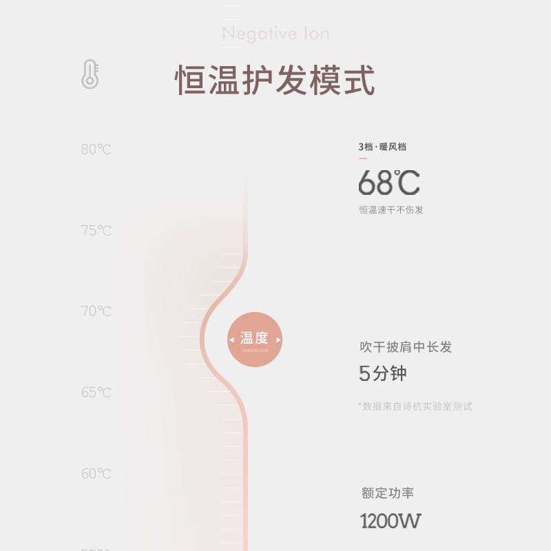 Lowrarouge罗拉家用电吹风筒低辐射负离子护发吹风机宿舍用学生孕妇-铁砂灰