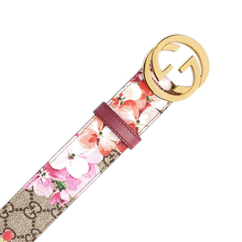 [海外直邮]GUCCI 古驰女士皮带Blooms天竺葵印花女士腰带金扣370543 KU2IG 8693