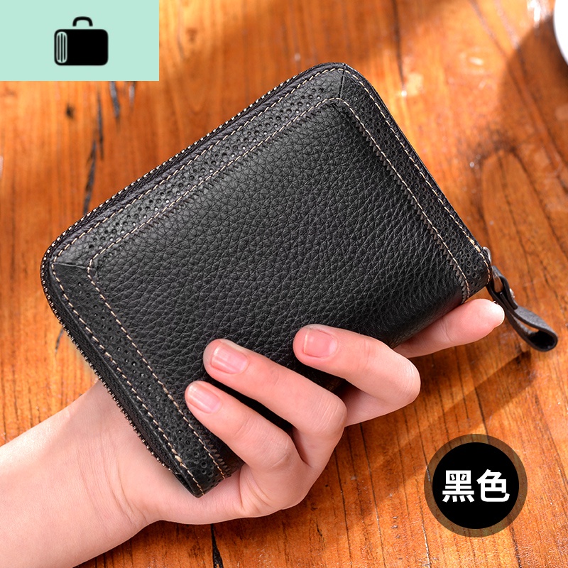 小钱包女短款拉链真皮2020新款复古牛皮手拿女士迷你皮夹卡包韩版NEWLAKE 黑色【A款】